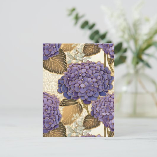 Paarse Hydrangea Chiyogami Briefkaart (Staand voorkant)