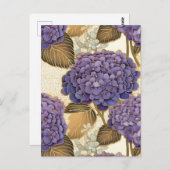 Paarse Hydrangea Chiyogami Briefkaart (Voorkant / Achterkant)