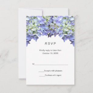 Paarse Hydrangea Eenvoudige Huwelijksreactie RSVP Kaartje