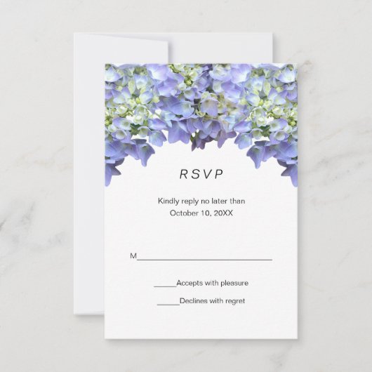 Paarse Hydrangea Eenvoudige Huwelijksreactie RSVP Kaartje (Voorkant)