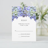 Paarse Hydrangea Eenvoudige Huwelijksreactie RSVP Kaartje (Staand voorkant)