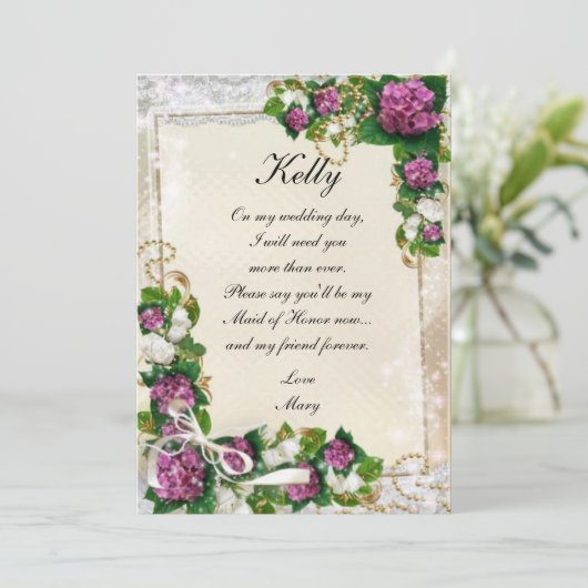 Paarse hydrangea en aas gemaakt van edelmoedige Ka Kaart (Staand voorkant)