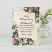 Paarse Hydrangea En Kant Bruidsmeisje Kaart (Staand voorkant)