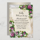 Paarse Hydrangea En Kant Bruidsmeisje Kaart (Voorkant / Achterkant)