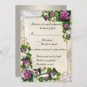 Paarse Hydrangea en Kant Responskaart Kaart (Voorkant / Achterkant)