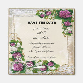 Paarse Hydrangea En Kant Save The Date Magneet