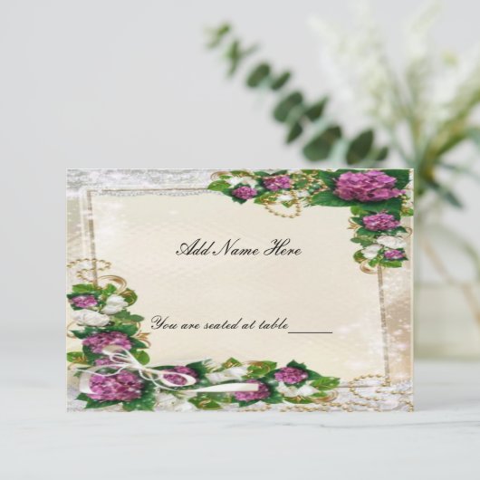 Paarse Hydrangea En Kant Tafelplaatskaart Kaart (Staand voorkant)