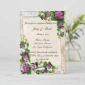 Paarse Hydrangea en Lace Engagement Party uitnodig Kaart (Staand voorkant)