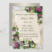 Paarse Hydrangea en Lace Engagement Party uitnodig Kaart (Voorkant / Achterkant)