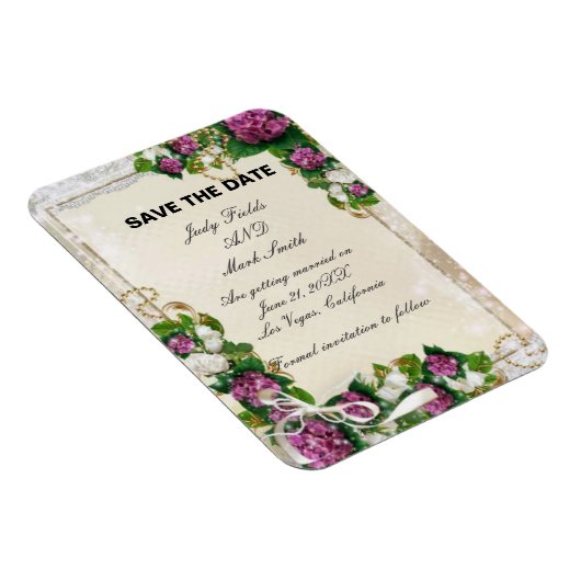 Paarse hydrangea en Lace sparen de datum Magnet Magneet (Rechterzijde)