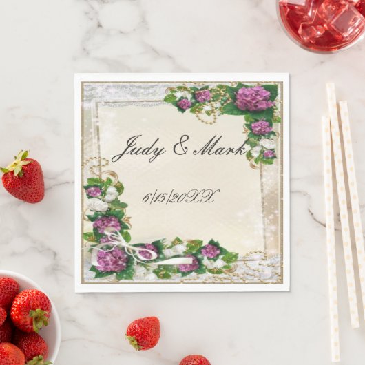 Paarse hydrangea en luipapier servet (Insitu)