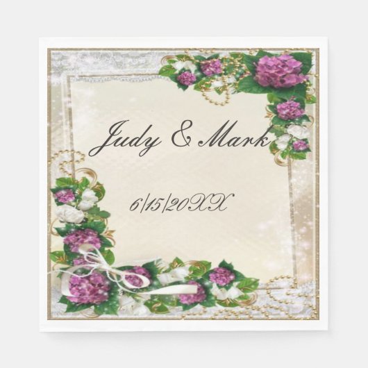 Paarse hydrangea en luipapier servet (Voorkant)