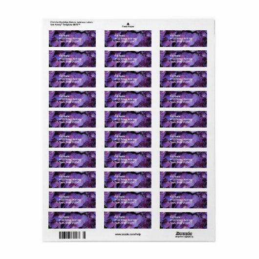 Paarse Hydrangea Etiket (Full Sheet)