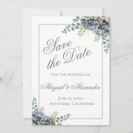 Paarse Hydrangea Eucalyptus Save The Date Kaart