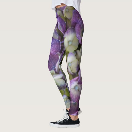 Paarse hydrangea Floral Leggings (Links)