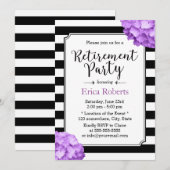 Paarse hydrangea Floral Modern Stripes Retirement Kaart (Voorkant / Achterkant)