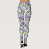 Paarse Hydrangea Floral Pattern Leggings (Achterkant)