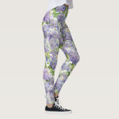 Paarse Hydrangea Floral Pattern Leggings (Rechts)