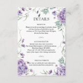 Paarse hydrangea Floral Waterverf Wedding Details Informatiekaartje (Voorkant)