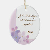 Paarse Hydrangea Flower Personalized Name Ornament (Rechts)