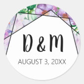 Paarse Hydrangea Flower Wedding Round Sticker (Voorkant)