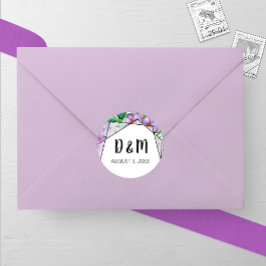 Paarse Hydrangea Flower Wedding Round Sticker