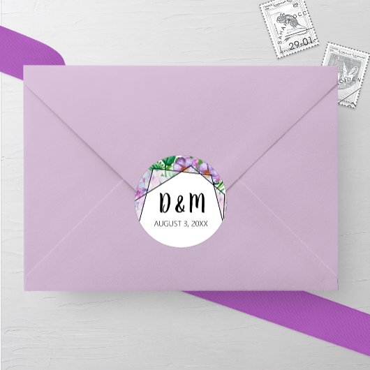 Paarse Hydrangea Flower Wedding Round Sticker