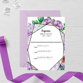 Paarse Hydrangea Flower Wedding RSVP Kaartje