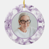 Paarse Hydrangea Flowers Waterverf Memorial Keramisch Ornament (Achterkant)