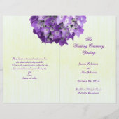 Paarse Hydrangea Folded Wedding Program Sjabloon (Voorkant)