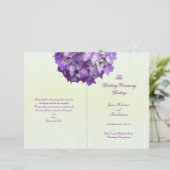 Paarse Hydrangea Folded Wedding Program Sjabloon (Staand voorkant)