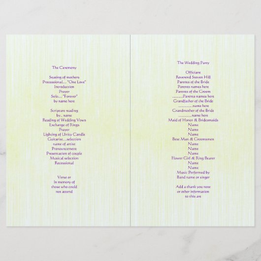 Paarse Hydrangea Folded Wedding Program Sjabloon (Achterkant)