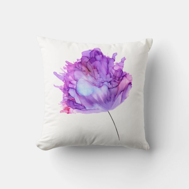 ! Paarse hydrangea handbeschilderd floraal Kussen (Voorkant)