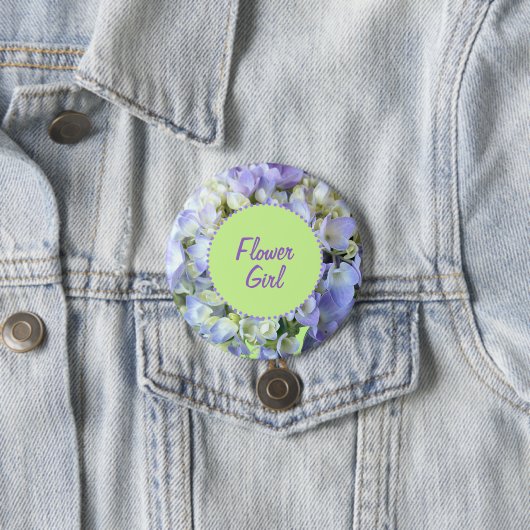 Paarse Hydrangea hortensia Bloemenmeisje Ronde Button 7,6 Cm (In situ)