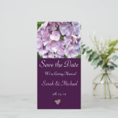 Paarse Hydrangea Huwelijksaankondigingskaart Save The Date (Staand voorkant)