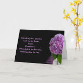 paarse hydrangea in fles voor vriendschap kaart (Gele Bloem)