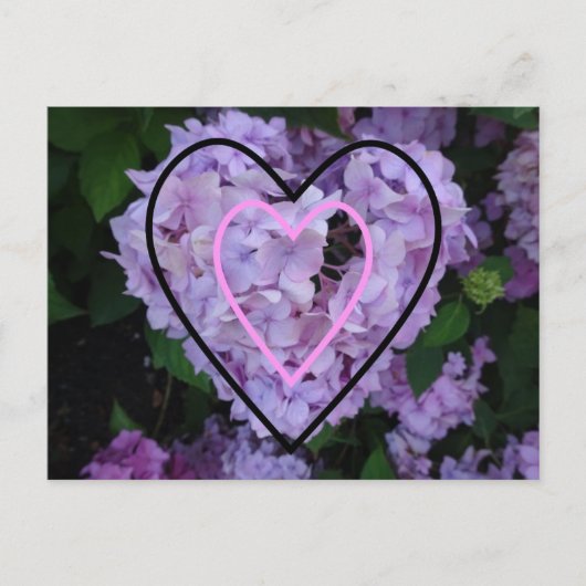 Paarse Hydrangea in Harten DIY Briefkaart (Voorkant)