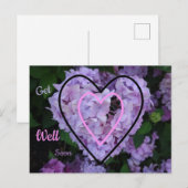 Paarse Hydrangea in Hartjes Beterschap Ansichtkaar Briefkaart (Voorkant / Achterkant)