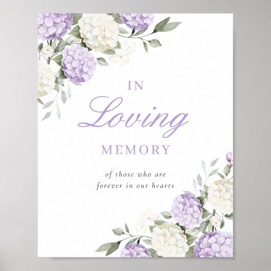 Paarse Hydrangea In Lieve Herinnering Herdenkingsb Poster (Voorkant)