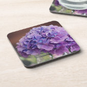 Paarse hydrangea in Natuur Mason Jar Foto Bier Onderzetter (Linkerzijde)