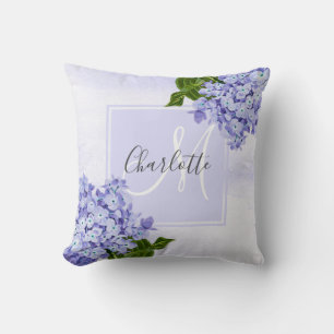Paarse hydrangea monogram gooikussens kussen