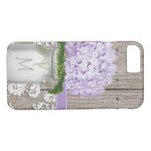 Paarse Hydrangea Monogrammed Mason Jar Case-Mate iPhone Case (Achterkant (Horizontaal))
