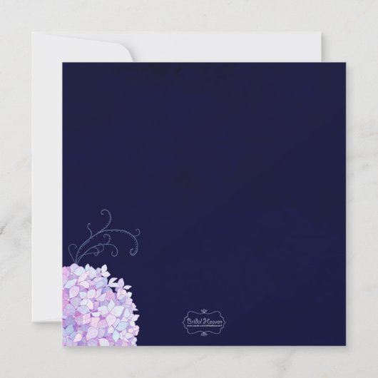 Paarse Hydrangea Navy Blue Vrijgezellenfeest Kaart (Achterkant)