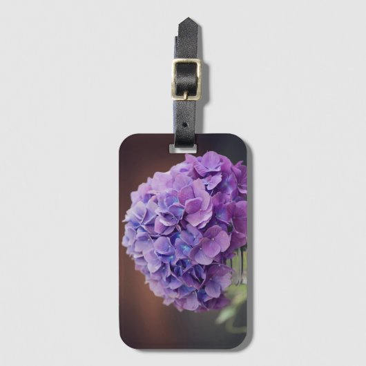 Paarse hydrangea op foto van Mason Jar Bagagelabel (Voorkant (verticaal))