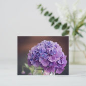 Paarse hydrangea op foto van Mason Jar Briefkaart (Staand voorkant)