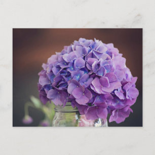 Paarse hydrangea op foto van Mason Jar Briefkaart