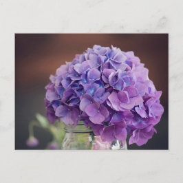 Paarse hydrangea op foto van Mason Jar Briefkaart