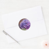 Paarse hydrangea op foto van Mason Jar Ronde Sticker (Envelop)