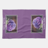 Paarse hydrangea op foto van Mason Jar Theedoek (Horizontaal)