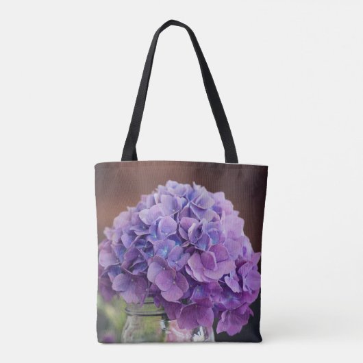 Paarse hydrangea op foto van Mason Jar Tote Bag (Achterkant)